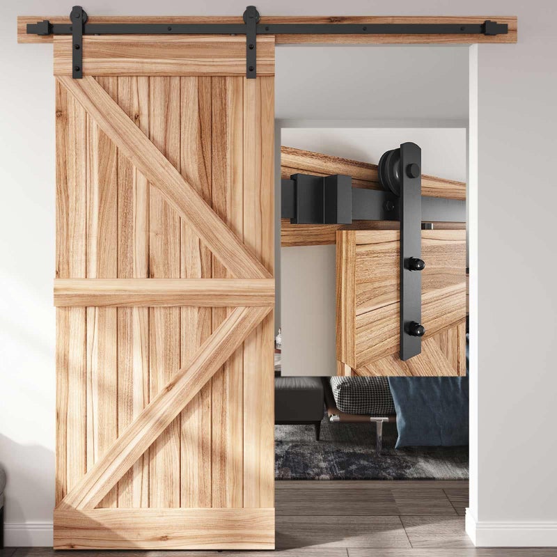 EaseLife 6 FT Heavy Duty Sliding Barn Door Hardware Track Kit,Straight Pulley,Slide Smoothly Quietly,Easy Install (6FT Track Kit for 30"~36" Wide Single Door) - Image 1