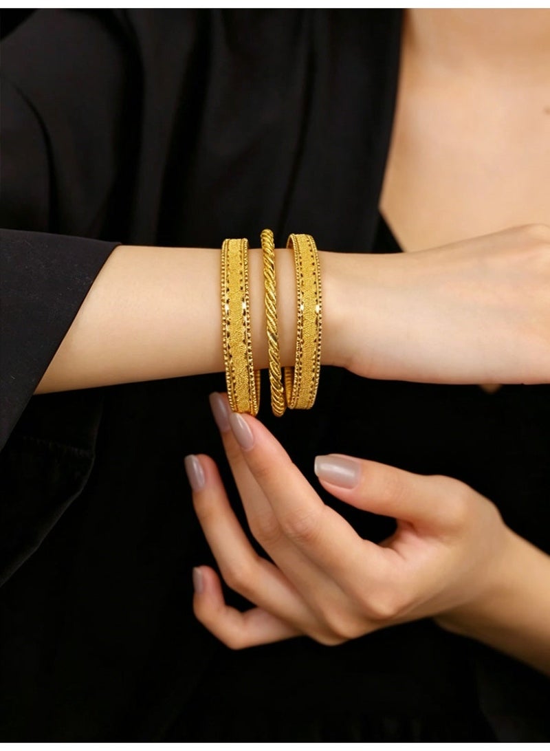 KAELVORSEN 24k Gold Plated Stackable Closed Bangle Bracelet for Women – Round Non-Open Design, Non-Tarnish, Wedding & Eid Gift - Image 3