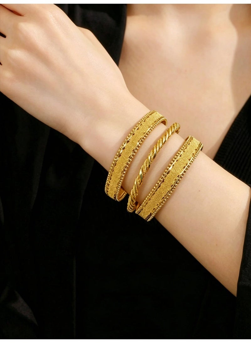 KAELVORSEN 24k Gold Plated Stackable Closed Bangle Bracelet for Women – Round Non-Open Design, Non-Tarnish, Wedding & Eid Gift - Image 2