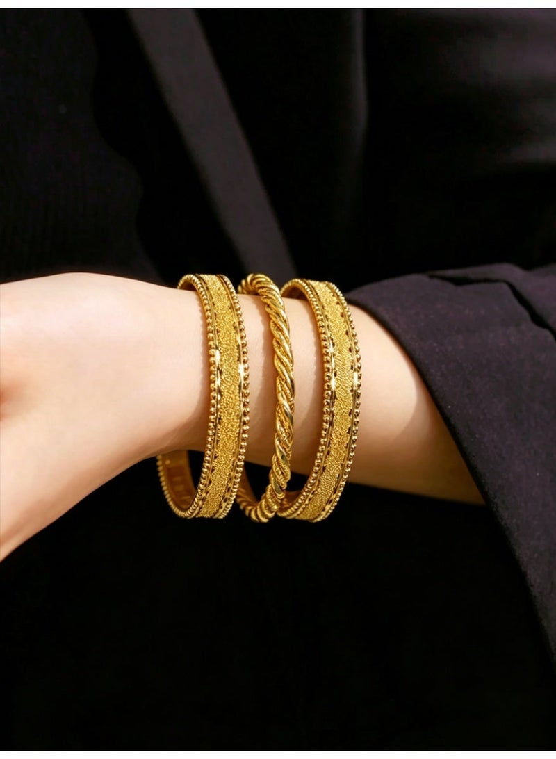 KAELVORSEN 24k Gold Plated Stackable Closed Bangle Bracelet for Women – Round Non-Open Design, Non-Tarnish, Wedding & Eid Gift - Image 1