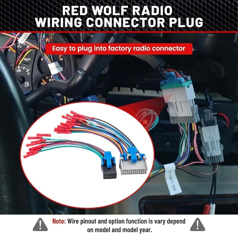 RED WOLF Car OE Radio Reverse Wiring Harness for 2002-2007 GM GMC Sierra Chevy Silverado Buick Cadillac Pontiac - Image 4