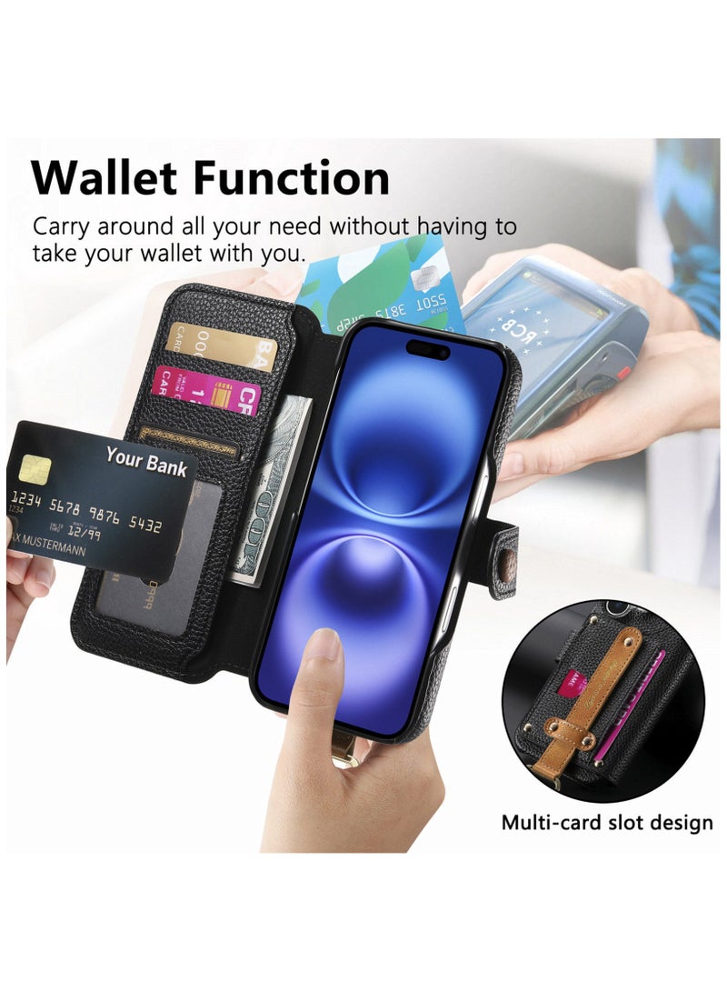 YANCI iPhone 16 Pro Case, iPhone 16 Pro Wallet Case with Card Holder,iPhone 16 Pro Phone Cover,Leather Flip Folio Case for iPhone 16 Pro - Image 2