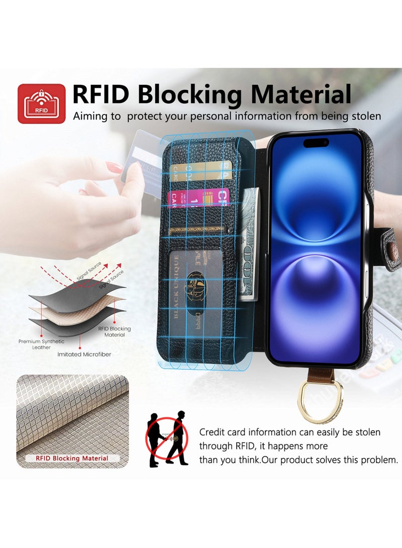 YANCI iPhone 16 Pro Case, iPhone 16 Pro Wallet Case with Card Holder,iPhone 16 Pro Phone Cover,Leather Flip Folio Case for iPhone 16 Pro - Image 5