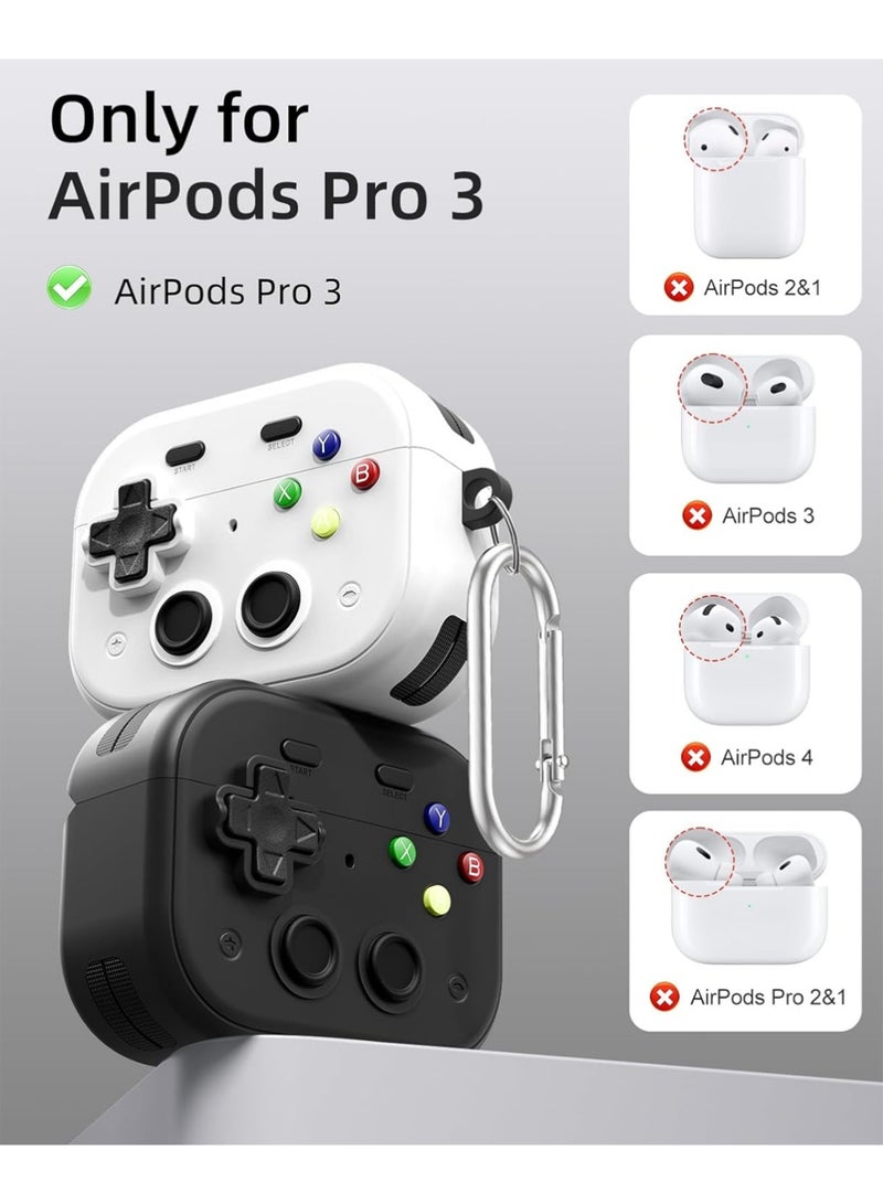 X-level Case for AirPods Pro 3 (2025) with Secure Lock Clip, Hard Shell Game Console Design Shockproof Protective Cover for Apple AirPod Pro 3rd Generation with Cleaner Kit & Keychain, White - Image 2