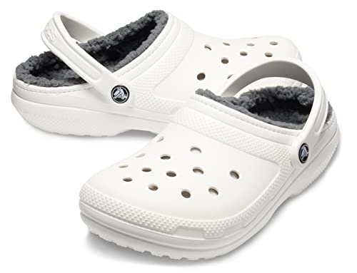Crocs Unisex-Adult Men's and Women's Classic Lined Clog, White/Grey, 6 Women/4 Men - Image 2