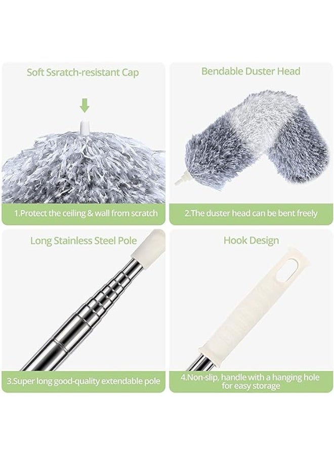 Extendable & Bendable Microfiber Duster – Lightweight and Washable with Long Pole for Ceiling Fans, High Ceilings, Curtains and Furniture - Image 2