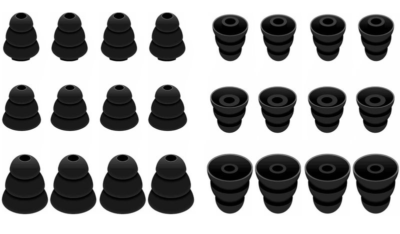BLLQ Earbuds Tips 12 Pairs Replacement Triple Flange Conical EarTips Earbuds Eartips for Most in-Ear Earphones (Sony/Beats/AKG/KZ etc.),S/M/L 12 Pairs, Black (431B) - Image 1