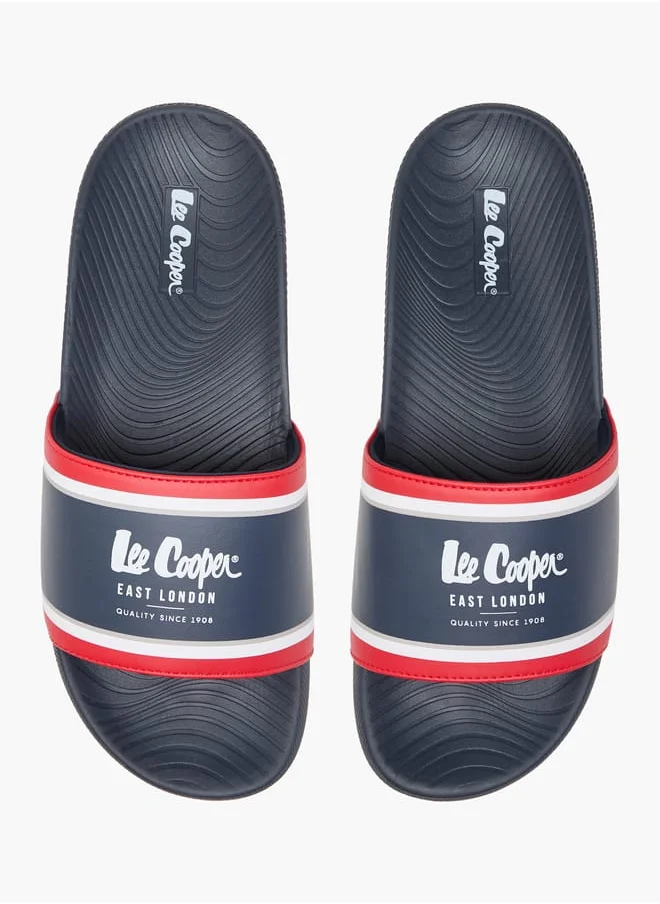 لي كوبر Men's Logo Print Slip-On Slides