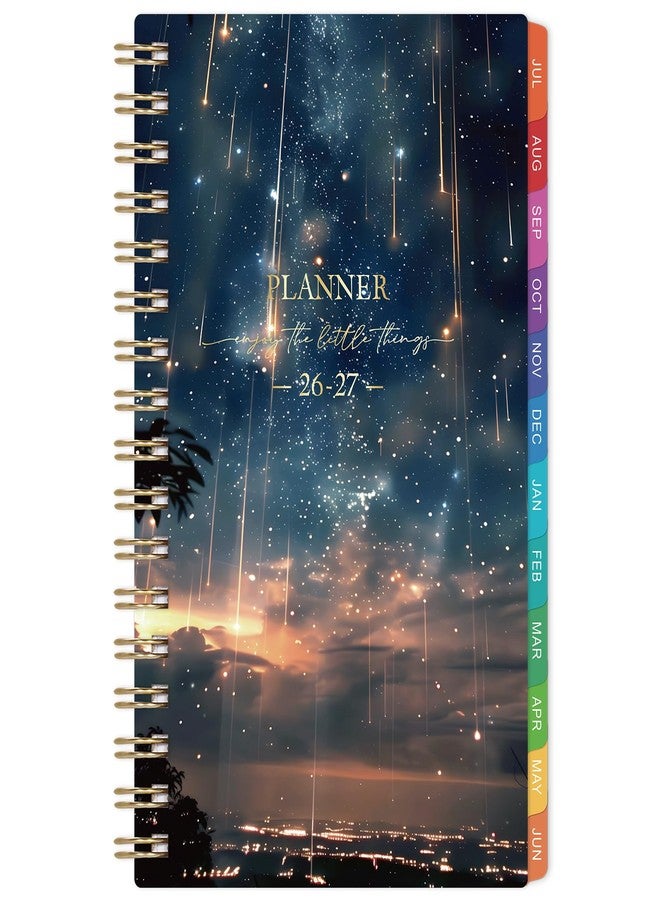 Journaltastic Pocket Calendar 2026-2027 - Pocket Planner 2026-2027, Jul. 2026 - Jun. 2027, 4.1'' × 6.8'', Weekly & Monthly Pocket Planner for Purse, Pocket Planner with 12 Colourful Monthly Tabs, Strong Twin-wire Binding, Galaxy Cover - Image 1