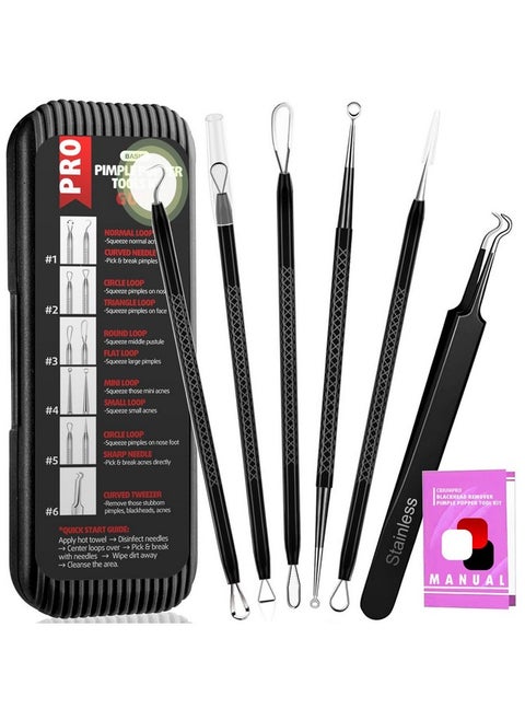Pimple Popper Tool Kit Blackhead Remover Tools Blackhead Extractor Tool Pimple Extractor Tool Zit Popper Tool For Acne Whitehead Comedone Pimple Zit On Nose With Travel Case