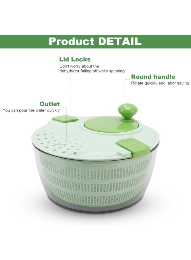 MostNow Salad Spinner with Bowl, Spin & Dry Salad Greens, Fruits & Vegetables,Large Spin Stop Salad Spinner- Wash,lettuce shredder, plastic salad bowls with lids,fruit mixer (Light Green) - Image 3