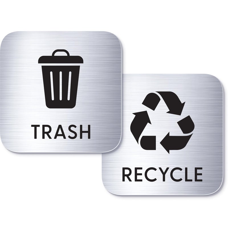 Beech & Lambert Large 6x6in Trash & Recycling Bin Labels â€“ Magnetic and Adhesive Waste Sorting Signs â€“ Clear Icons for Home, Office, Kitchen, School - Image 1