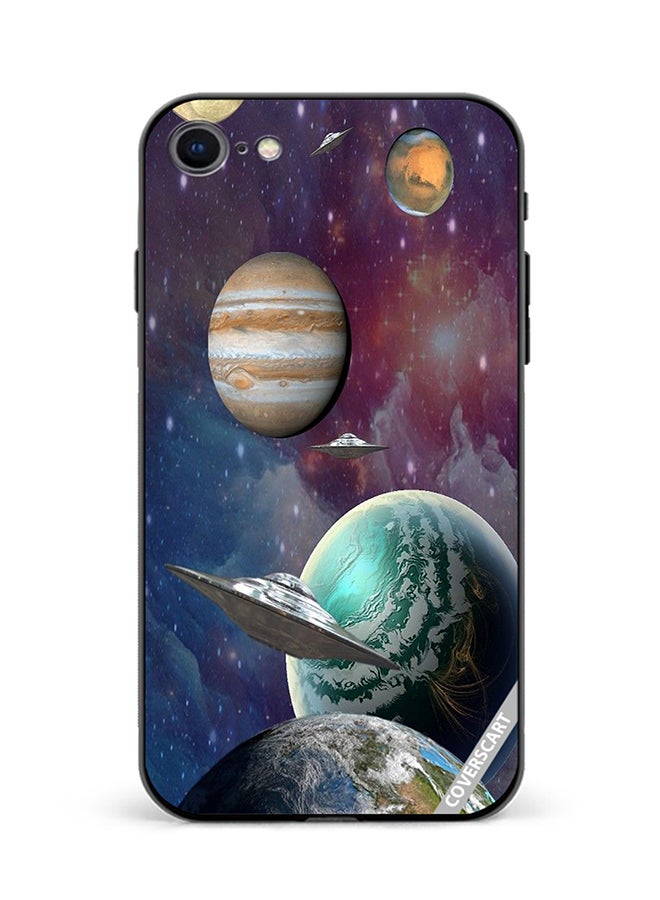 Protective Case Cover For Apple iPhone SE 2020 Galaxy Design Black