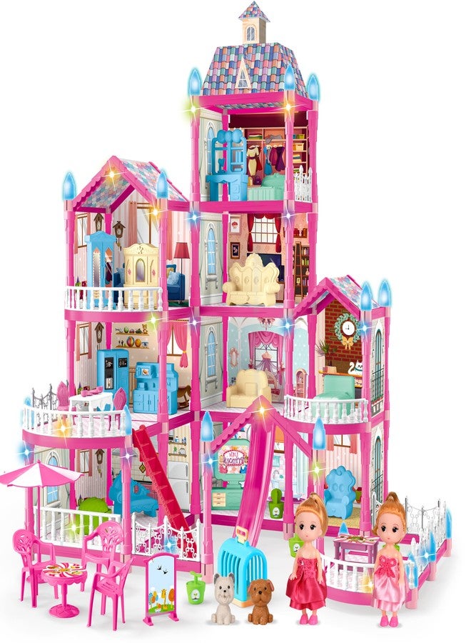 Seifar Doll House for Girls,10 Rooms House Toy with Dolls Figure, Puppies,Furnitures, Accessories, Kids Playhouse Gift for for 3 4 5 6 7 8 9 10 Year Old (Pink) - Image 1