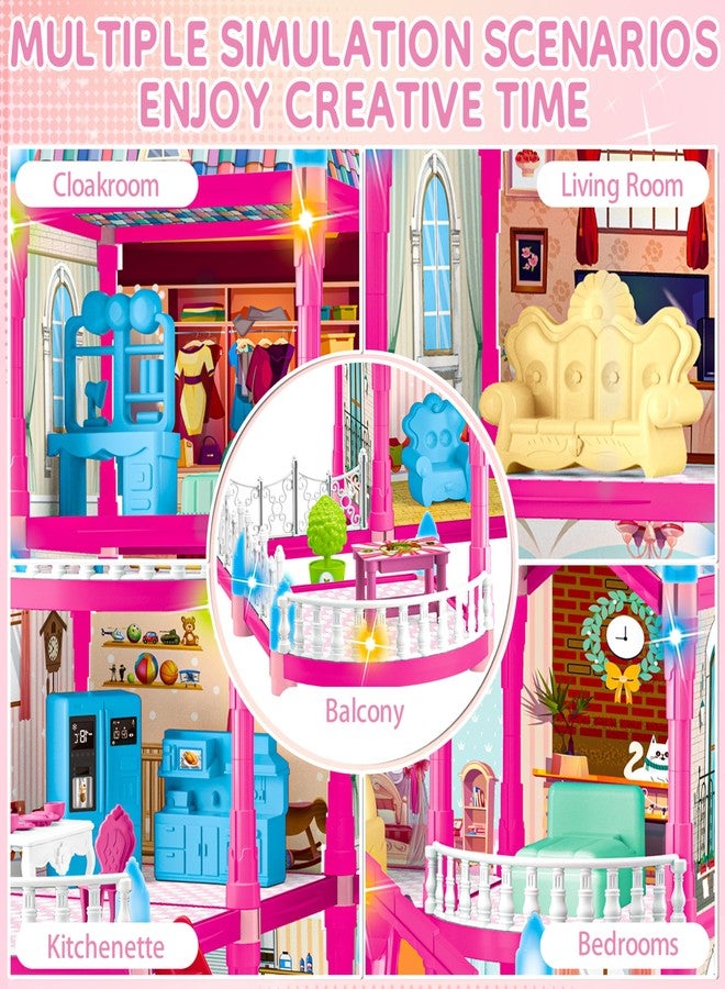 Seifar Doll House for Girls,10 Rooms House Toy with Dolls Figure, Puppies,Furnitures, Accessories, Kids Playhouse Gift for for 3 4 5 6 7 8 9 10 Year Old (Pink) - Image 4