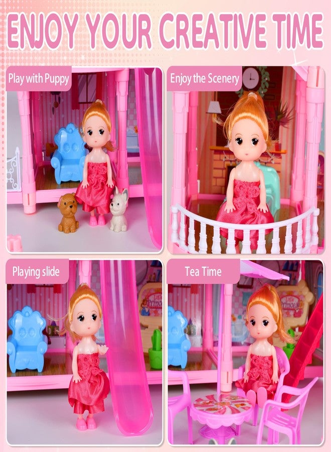 Seifar Doll House for Girls,10 Rooms House Toy with Dolls Figure, Puppies,Furnitures, Accessories, Kids Playhouse Gift for for 3 4 5 6 7 8 9 10 Year Old (Pink) - Image 3