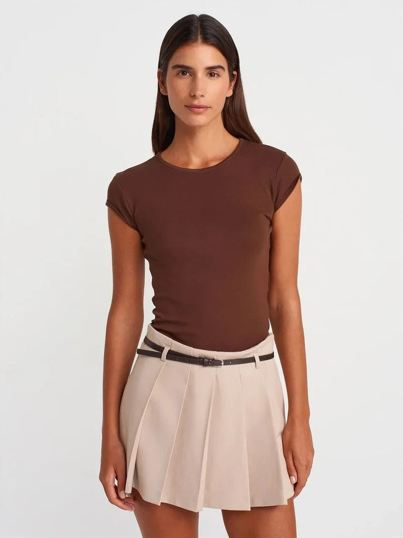 ديلفين DILVIN Women's Slim Fit Cotton Crew Neck T-Shirt
