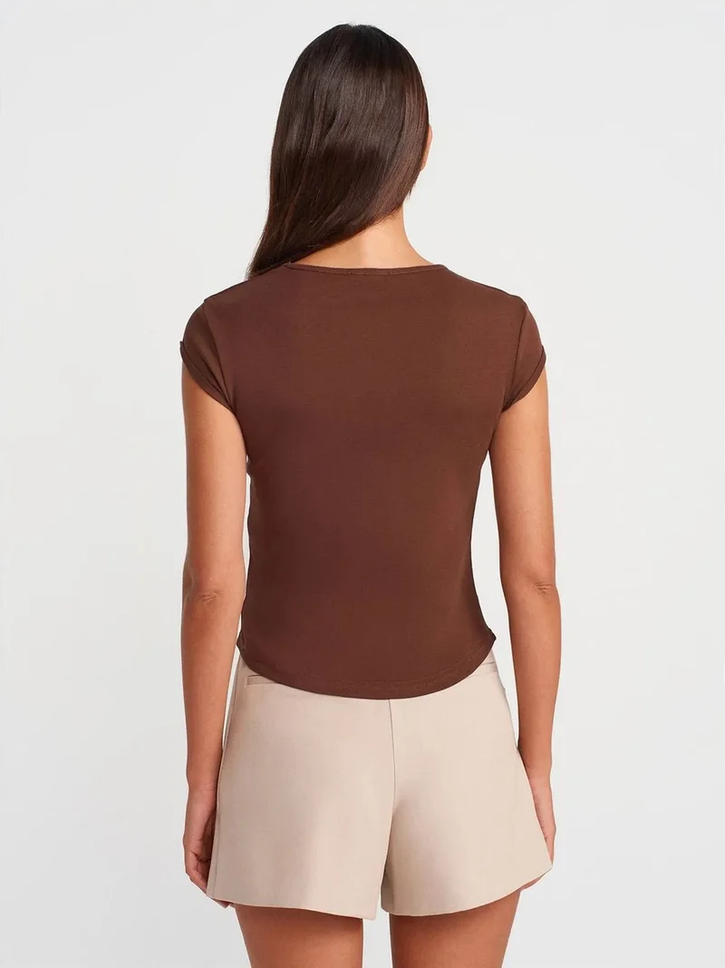 ديلفين DILVIN Women's Slim Fit Cotton Crew Neck T-Shirt