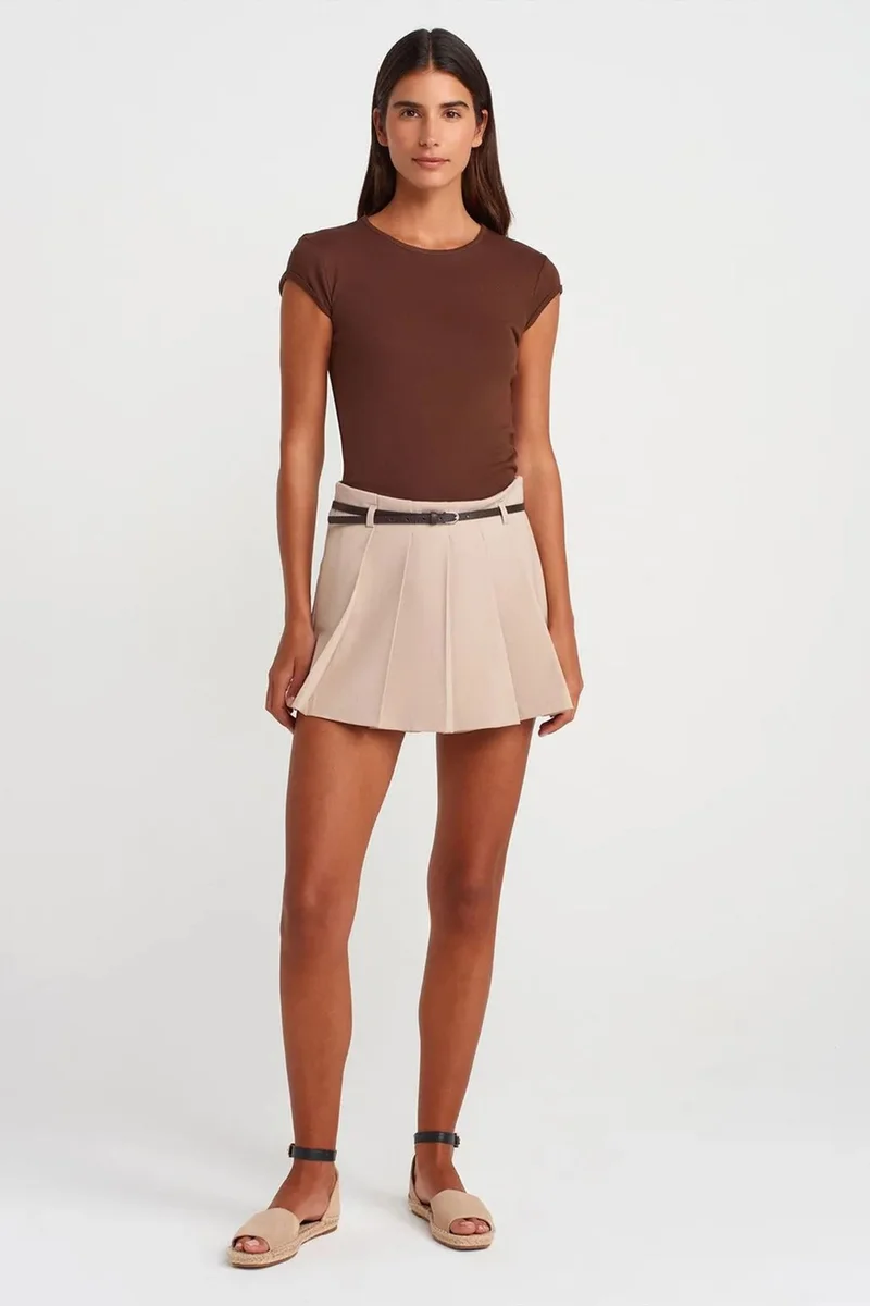 Dilvin Chestnut Brown DILVIN Women's Slim Fit Cotton Crew Neck T-Shirt for Women | Best Price UAE
