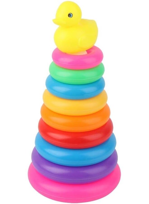 Multicolor Planet Of Toys Childrens Ring Throwing,Stacking with a Duck Toy (pink)