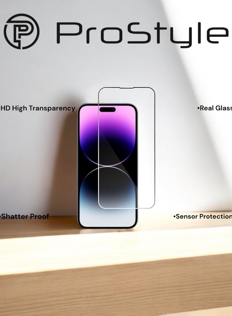 Prostyle iPhone 14 Tempered Glass Screen Protector – 9H Hardness, Crystal Clear, Bubble-Free, Anti-Scratch & Anti-Fingerprint - Image 2