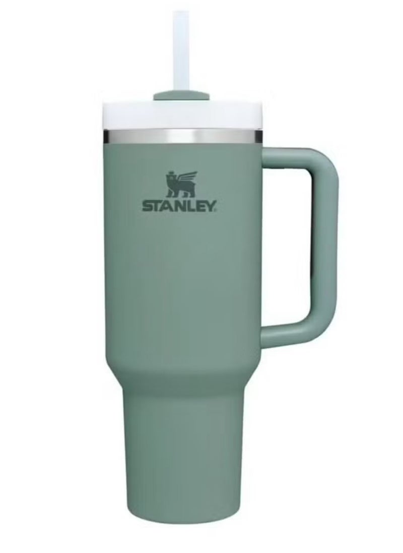 Stanley - Stanley Cup H2.0 Stainless Steel with Lid and Straw for Water, Iced Tea, Coffee & Smoothies, Oak Green, 40oz Complimentary Cartoon Dustproof Straw Lid - Image 1