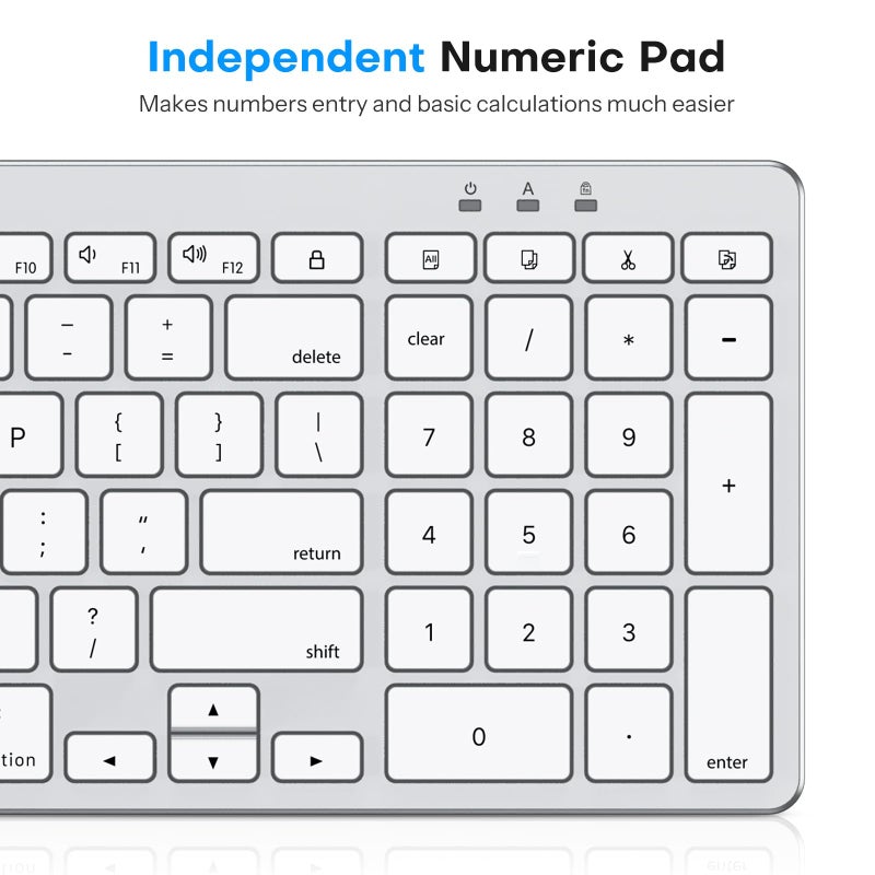 OMOTON Wired Keyboard Compatible with Mac, with Dual Interface (USB and Type-C), Numeric Keypad Compatible with MacBook Pro/Air, iMac, Mac mini/Pro Laptop, Silver - Image 5