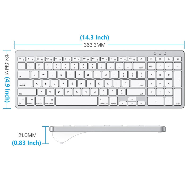 OMOTON Wired Keyboard Compatible with Mac, with Dual Interface (USB and Type-C), Numeric Keypad Compatible with MacBook Pro/Air, iMac, Mac mini/Pro Laptop, Silver - Image 4
