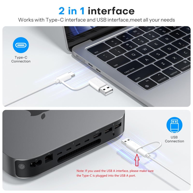 OMOTON Wired Keyboard Compatible with Mac, with Dual Interface (USB and Type-C), Numeric Keypad Compatible with MacBook Pro/Air, iMac, Mac mini/Pro Laptop, Silver - Image 2