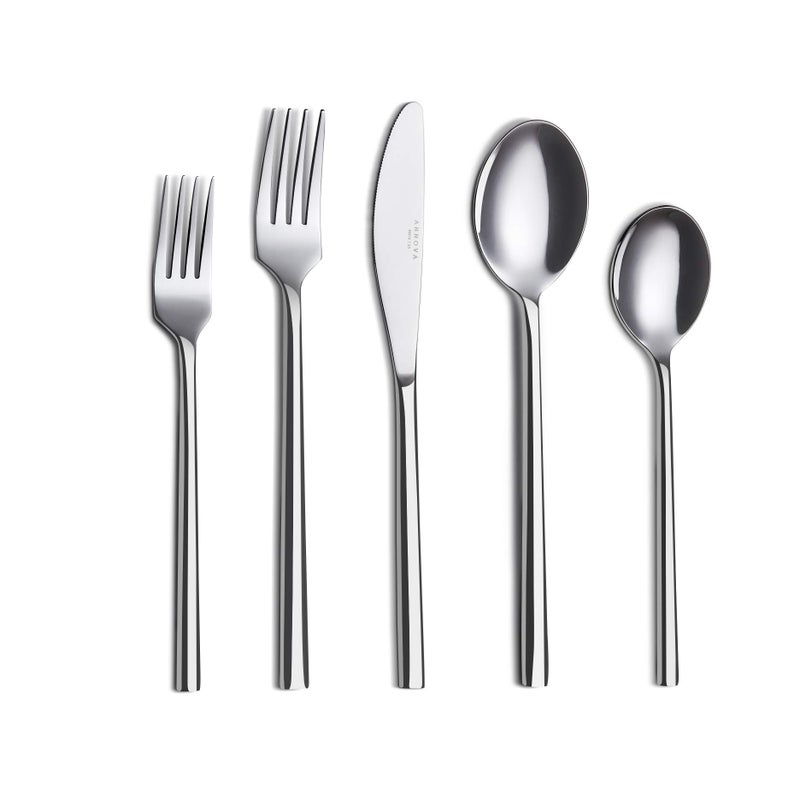 Annova Silverware 20 Set PCS Set Forged Premium Stainless SteelFlatware  4 x Dinner Forks 4 x Salad Forks 4 x Dinner Knives 4 x Dinner Spoons 4 x Dessert Spoons  Service for 4
