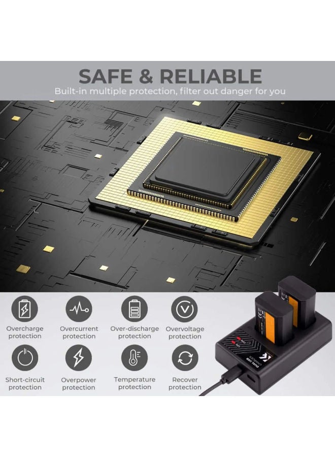 K&F Concept Sony FW-50 Battery Kit – 2 Batteries and Dual Charger (KF28.0015) - Image 2