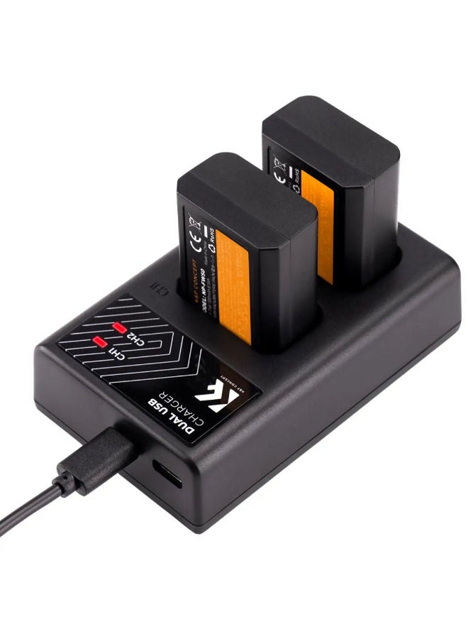 K&F Concept Sony FW-50 Battery Kit – 2 Batteries and Dual Charger (KF28.0015) - Image 3