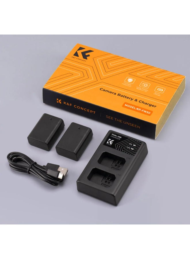 K&F Concept Sony FW-50 Battery Kit – 2 Batteries and Dual Charger (KF28.0015) - Image 4