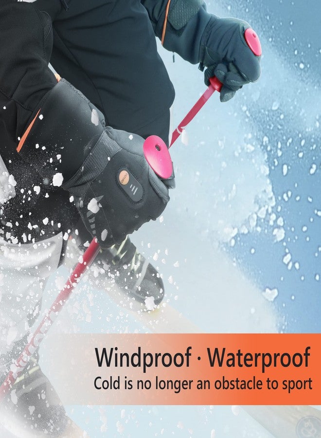 Luckcolor Heated Gloves for Men Women, Rechargeable Waterproof Heated Work Gloves with Arthritis Raynaud's Relief for Ski Golf Hiking Driving (Black+Orange, Medium) - Image 3