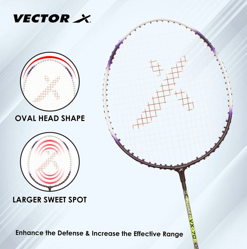 Vector X VXB-70 Badminton Racquet (1 PC Racquet + Full Cover, Purple) - Image 3