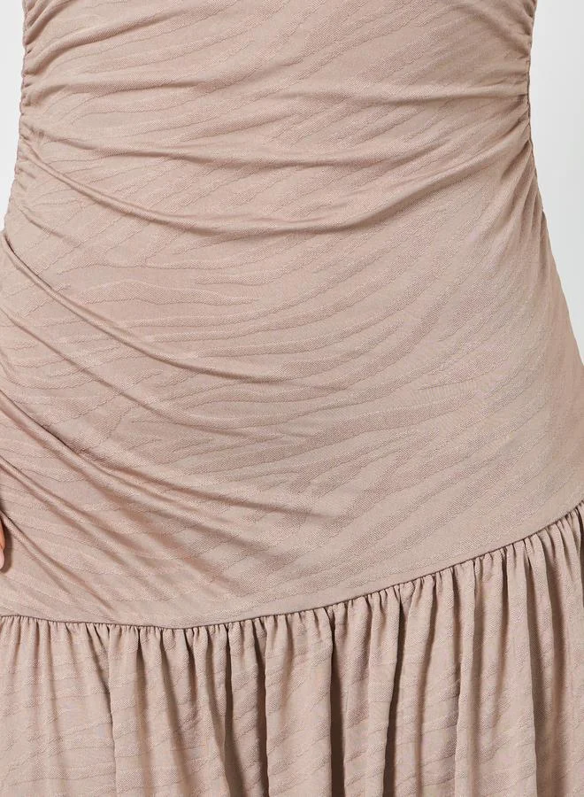 Styli  Beige Texture A-Line Maxi Dress for Women | Best Price UAE