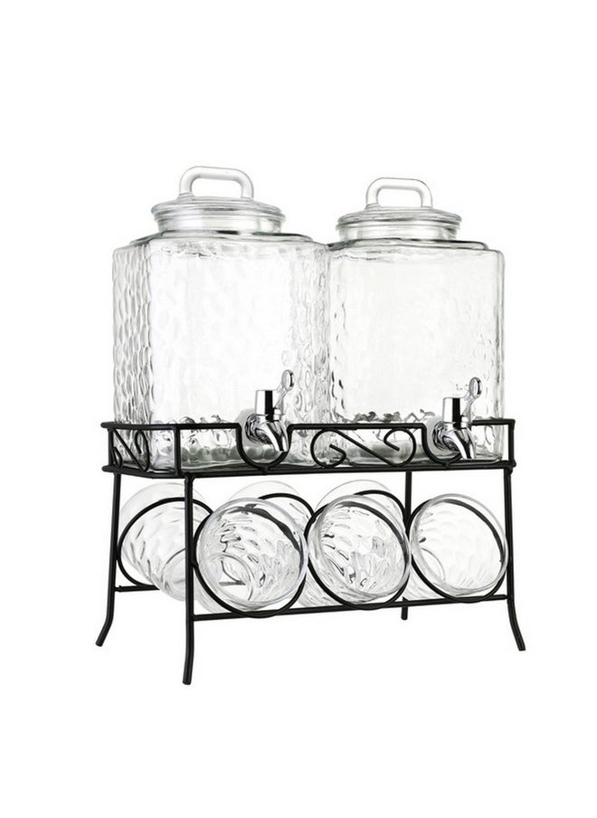 Bien Servi 8-Piece Contemporary Design Glass Dispenser Set with Spoon Clear 45 x 20.5 x 40.5 cm 3206 