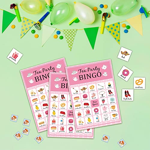 Levitatinyear Tea Bingo Game, Blush Pink Themed Party Games with 24 Players, Garden Tea Party Favors for Family, Scrumptious Party Supplies Activities - Image 3
