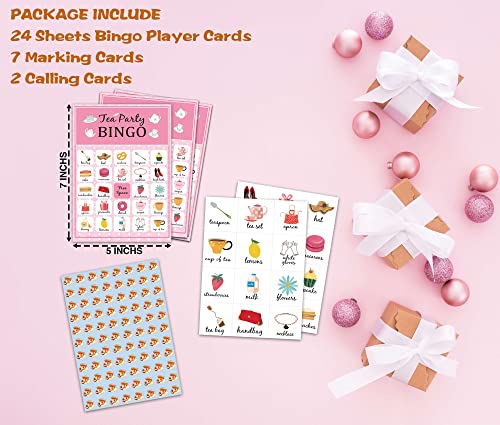 Levitatinyear Tea Bingo Game, Blush Pink Themed Party Games with 24 Players, Garden Tea Party Favors for Family, Scrumptious Party Supplies Activities - Image 2
