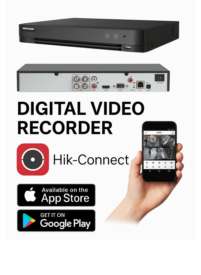 هيك فيجن iDS-7204HUHI-M1/S 4CH 5MP (3K) HD DVR، Turbo HD، ضغط H.265+ - Image 4