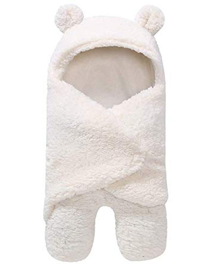 First Trend Solid Single Hooded Baby Blanket Pink White - Image 2