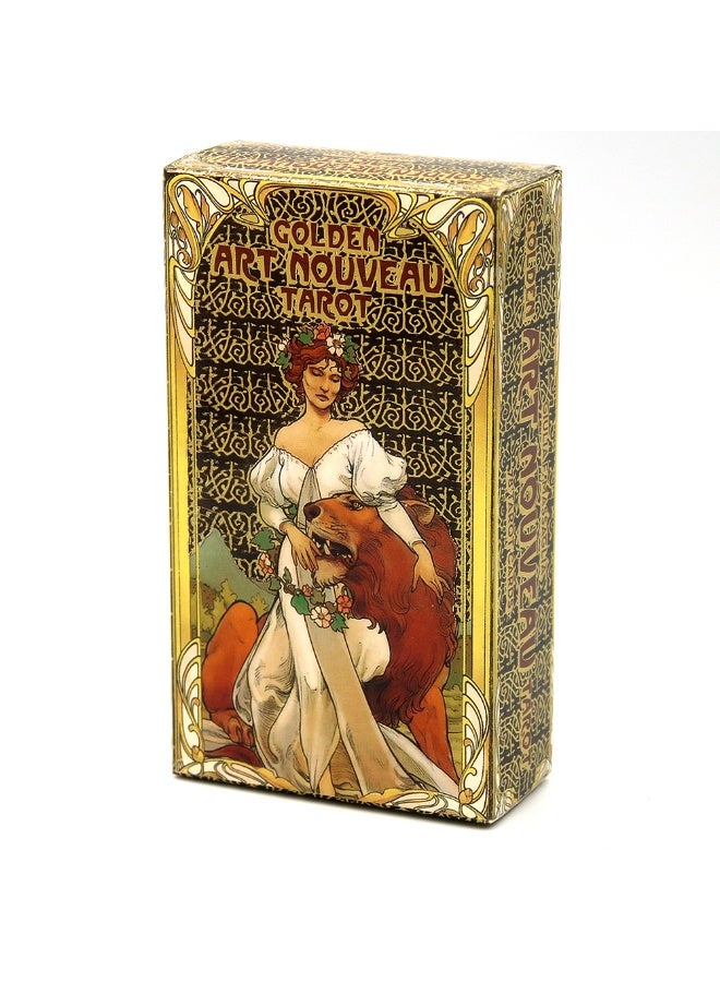NIBEMINENT Golden Art Nouveau Tarot Deck Cards with Guidebook Cards Occult Divination Book Sets for Beginners Classic Art Nouveau Style - Image 2