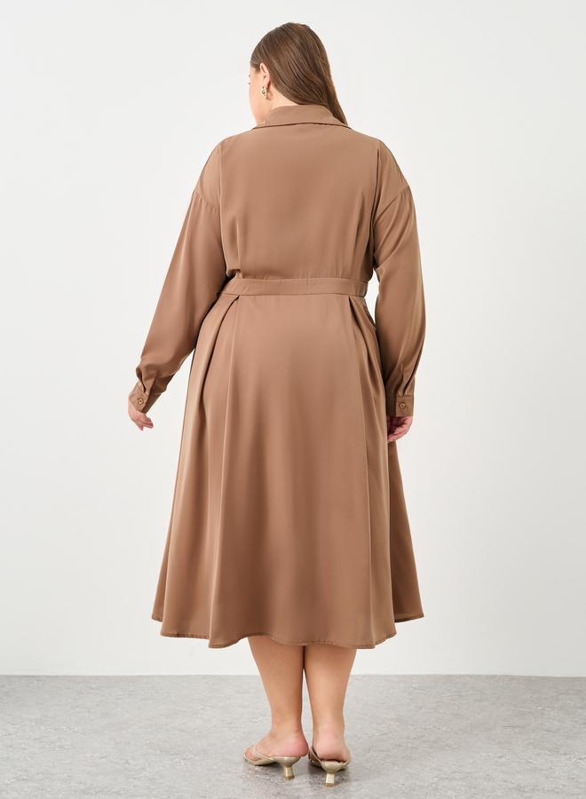 Styli Plus Midi Dress with Button Detail - Image 5