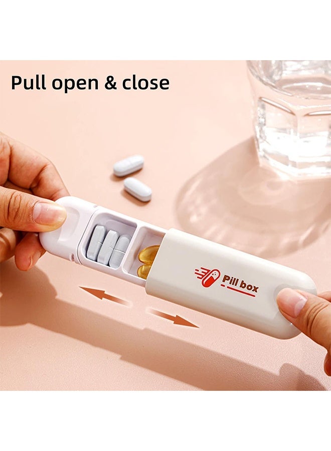 جي أس محمولة حبوب مربع 2 حزمة، سحب تصميم الجلد سحب الحبل، المنزلية المحمولة صغيرة حبوب مربع يوم واحد فرعي حزمة حبوب مربع كبار السن حمل مع فرعي حبوب مربع صغير حبوب مربع فرعي حزمة، البيج والرمادي - Image 2