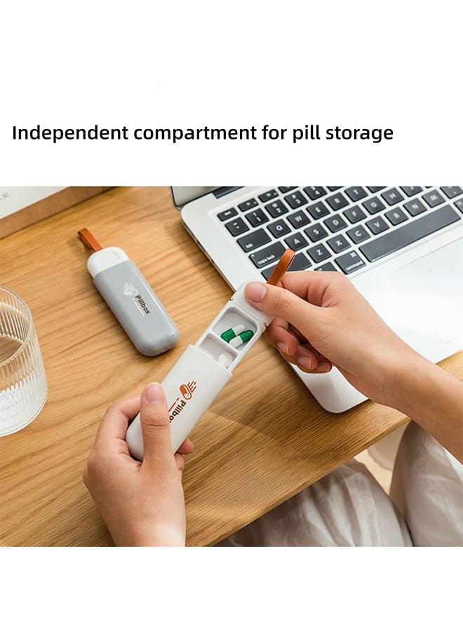 جي أس محمولة حبوب مربع 2 حزمة، سحب تصميم الجلد سحب الحبل، المنزلية المحمولة صغيرة حبوب مربع يوم واحد فرعي حزمة حبوب مربع كبار السن حمل مع فرعي حبوب مربع صغير حبوب مربع فرعي حزمة، البيج والرمادي - Image 3