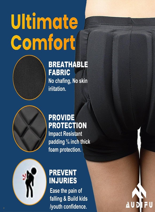 AUDIFU Kids Butt Pad Shorts for Skating Snowboarding Ski, Hip Protective Padded Shorts for Youth Child (Small) - Image 2