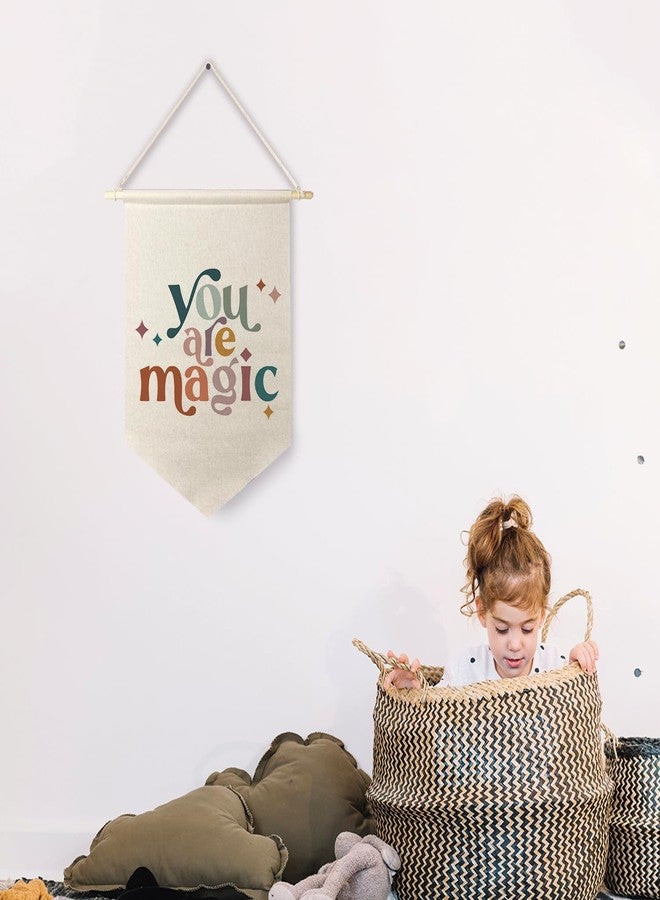 Qpenm You Are Magic Canvas Hanging Pennant Flag Banner,Inspirational Hanging Wall Canvas Banner,Kids Baby Canvas Flag,Nursery Classroom School Decor - Image 3