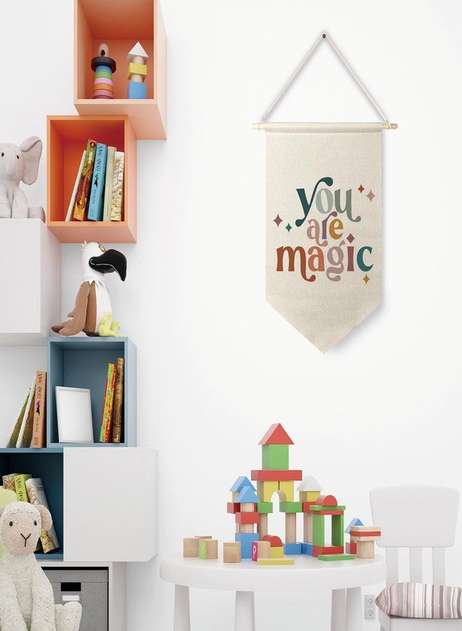 Qpenm You Are Magic Canvas Hanging Pennant Flag Banner,Inspirational Hanging Wall Canvas Banner,Kids Baby Canvas Flag,Nursery Classroom School Decor - Image 2