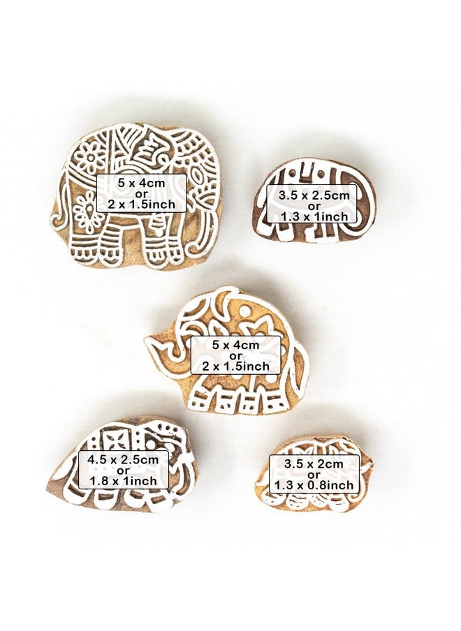 Hashcart Hashcart Wooden Stamp Block, Printing Stamp Design | Set of 5 | Block for Printing Saree Border | Dresses, Craft Card Making, Scrapbook, Clay Pottery  - Image 4