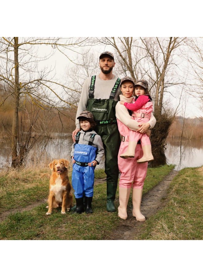 DaddyGoFish سراويل صدرية للأطفال والبالغين، سراويل صيد وصيد مع جيب وحامل سراويل - Image 5